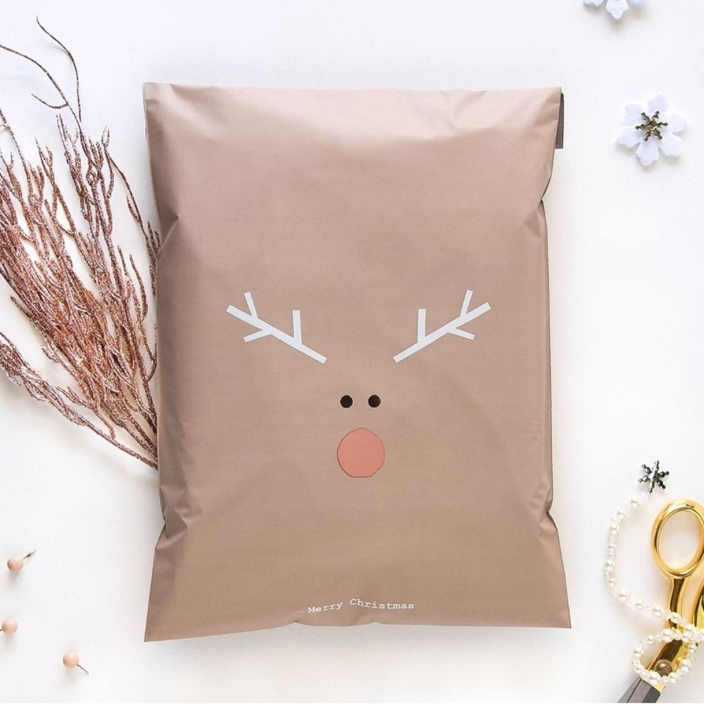 🦌 20 Designer Brown Rudolph Poly Mailers 10 x 13 inch